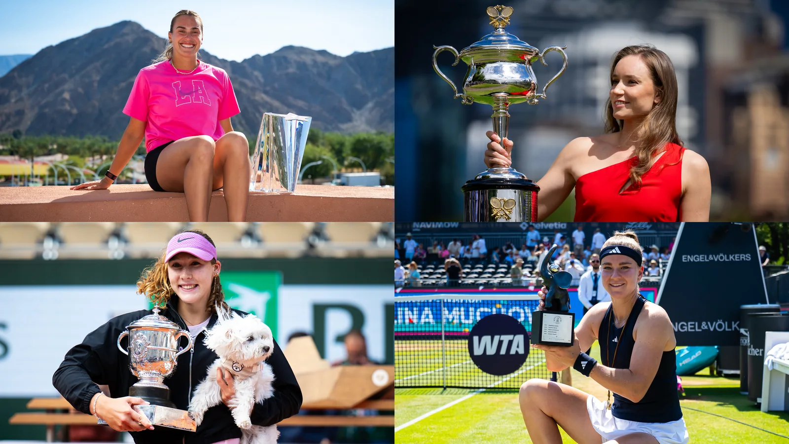 Official WTA montage of 2026 title winners used in a July Race to the Finals preview