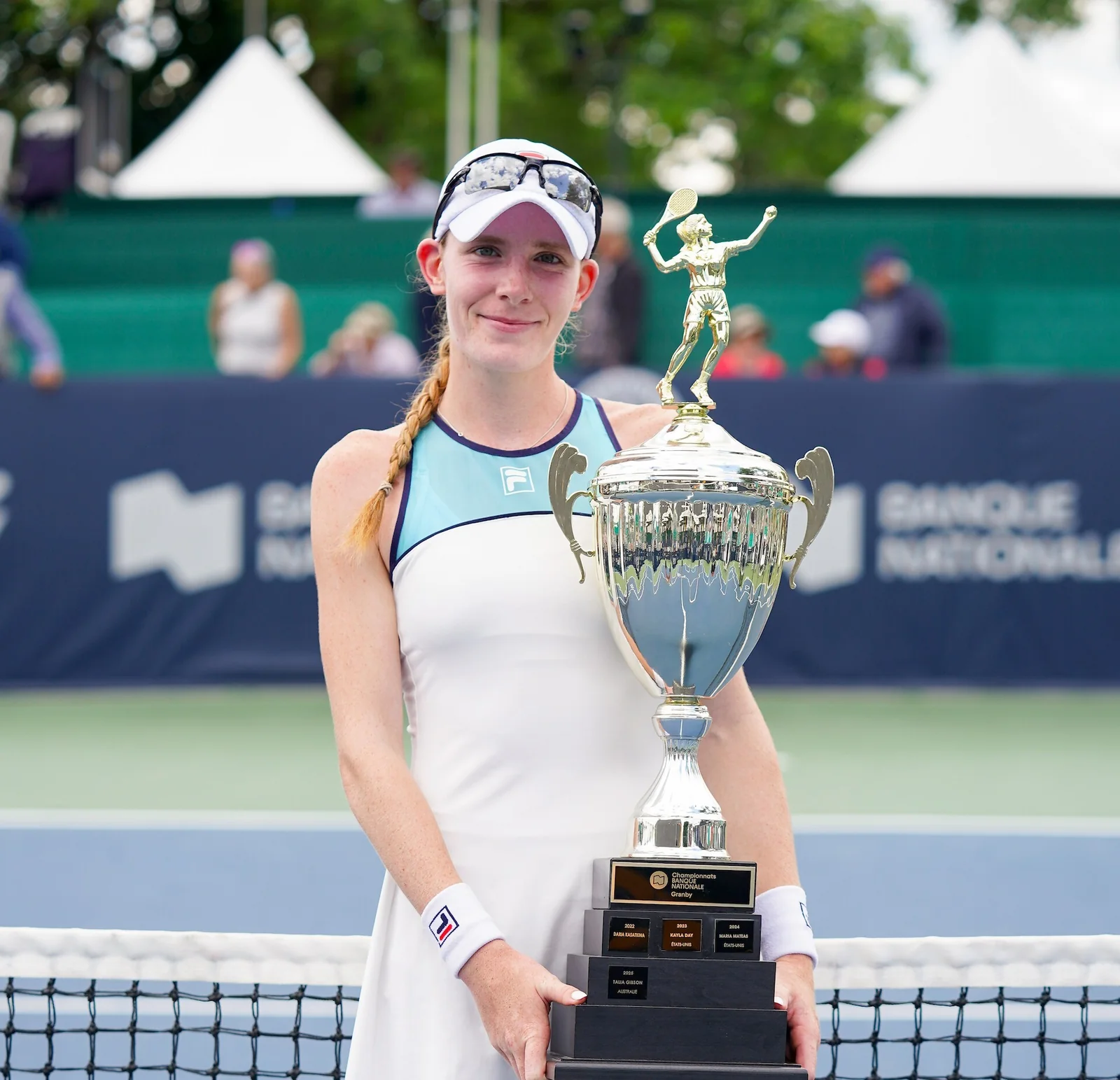 Kayla Cross holds the 2026 Granby trophy after earning a Toronto wild card