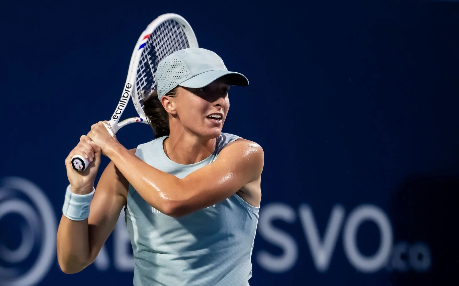 Iga Swiatek playing at the 2026 National Bank Open in Toronto