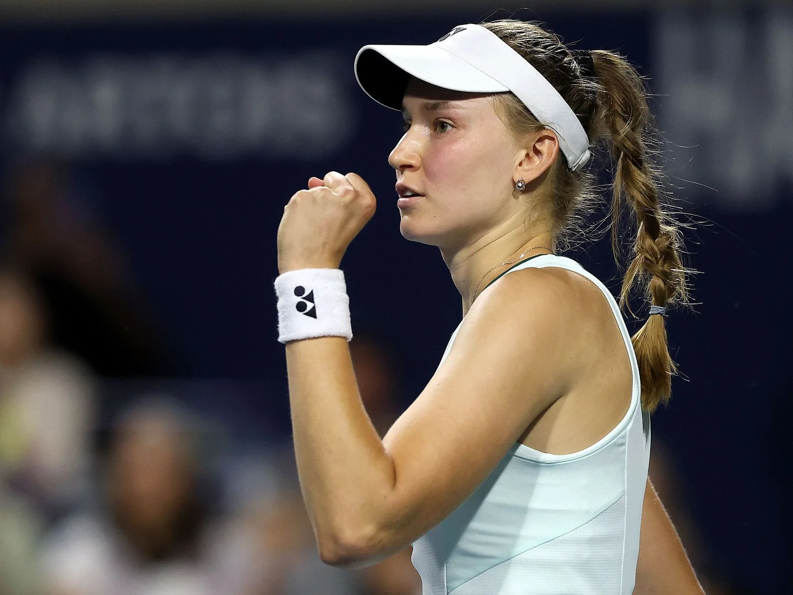 Elena Rybakina celebrates during the 2026 National Bank Open in Toronto